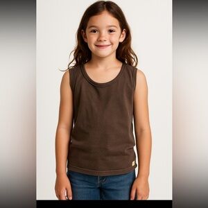 Lagaci Kids Brown Sleeveless Cotton Top | Size Small